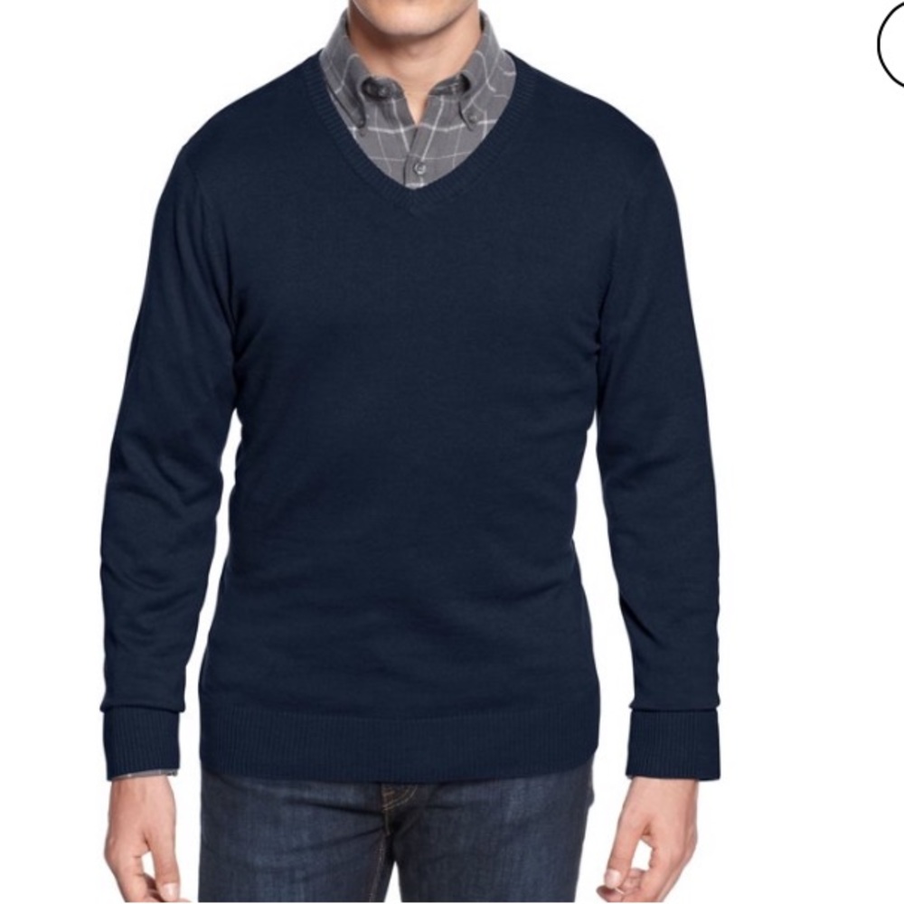 John Ashford navy blue mens V neck sweater!